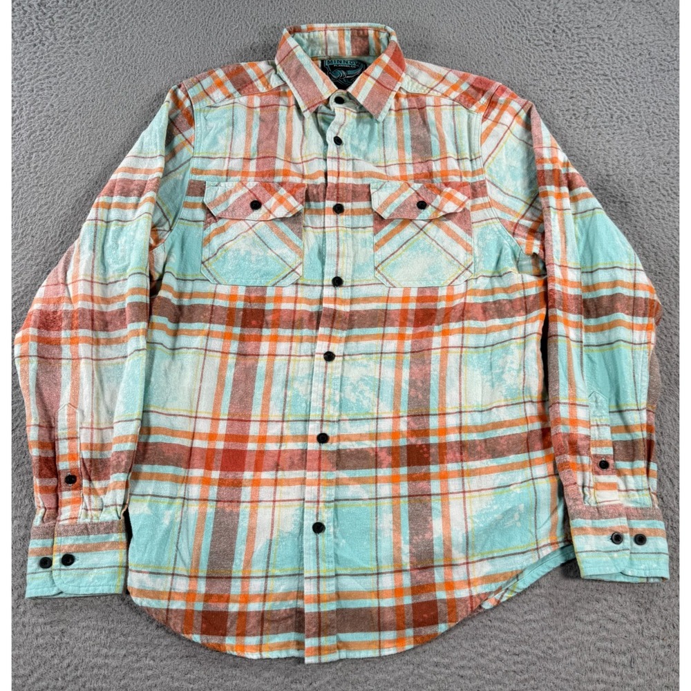 Angry Minnow Vintage Shirt Men's Small Blue Flannel Button Up She's A Wild Child